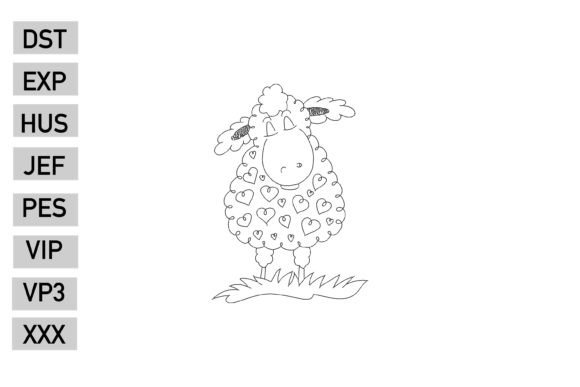 Valentine Sheep Sketch Embroidery Design